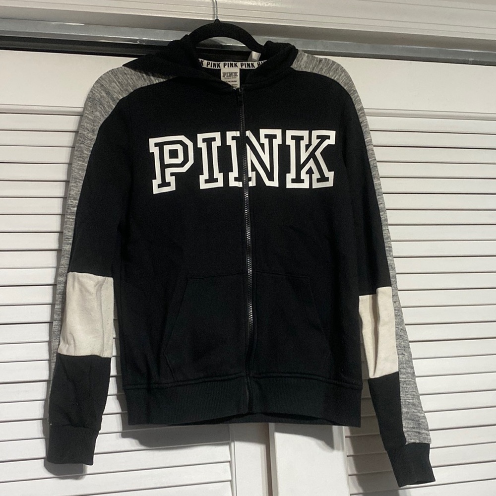 VS Pink black zip up sweatshirt
